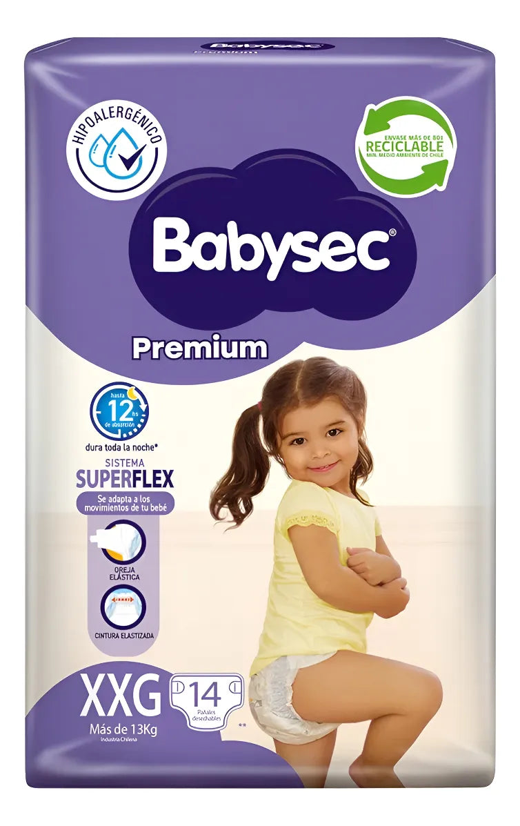 Babysec Pañales Premium XXG 14 unids.