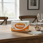 Servilletas Nova - Una Hoja Cocktail Familiar Papel Tissue Pack 300 Unidades 23x22 Cm Clásica Higiene Hogar Uso Diario Blanco