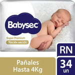 Pañales Babysec Recién Nacido RN 34 Uds