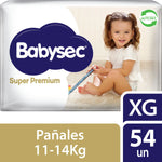 Pañales Babysec Super Premium Cuidado Total XG 54 Uds