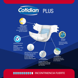 Pañales de Adulto Cotidian Plus Incontinencia Fuerte M 20 Uds.
