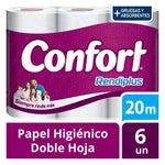 Papel Higienico Confort Rendiplus Doble Hoja 6 Uds X 20m
