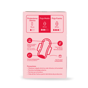 Toallas Higiénicas Orgánicas Kitsi TEENS para Flujo Medio sin Químicos y Biodegradables (8 u.)