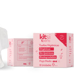Toallas Higiénicas Orgánicas Kitsi TEENS para Flujo Medio sin Químicos y Biodegradables (8 u.)