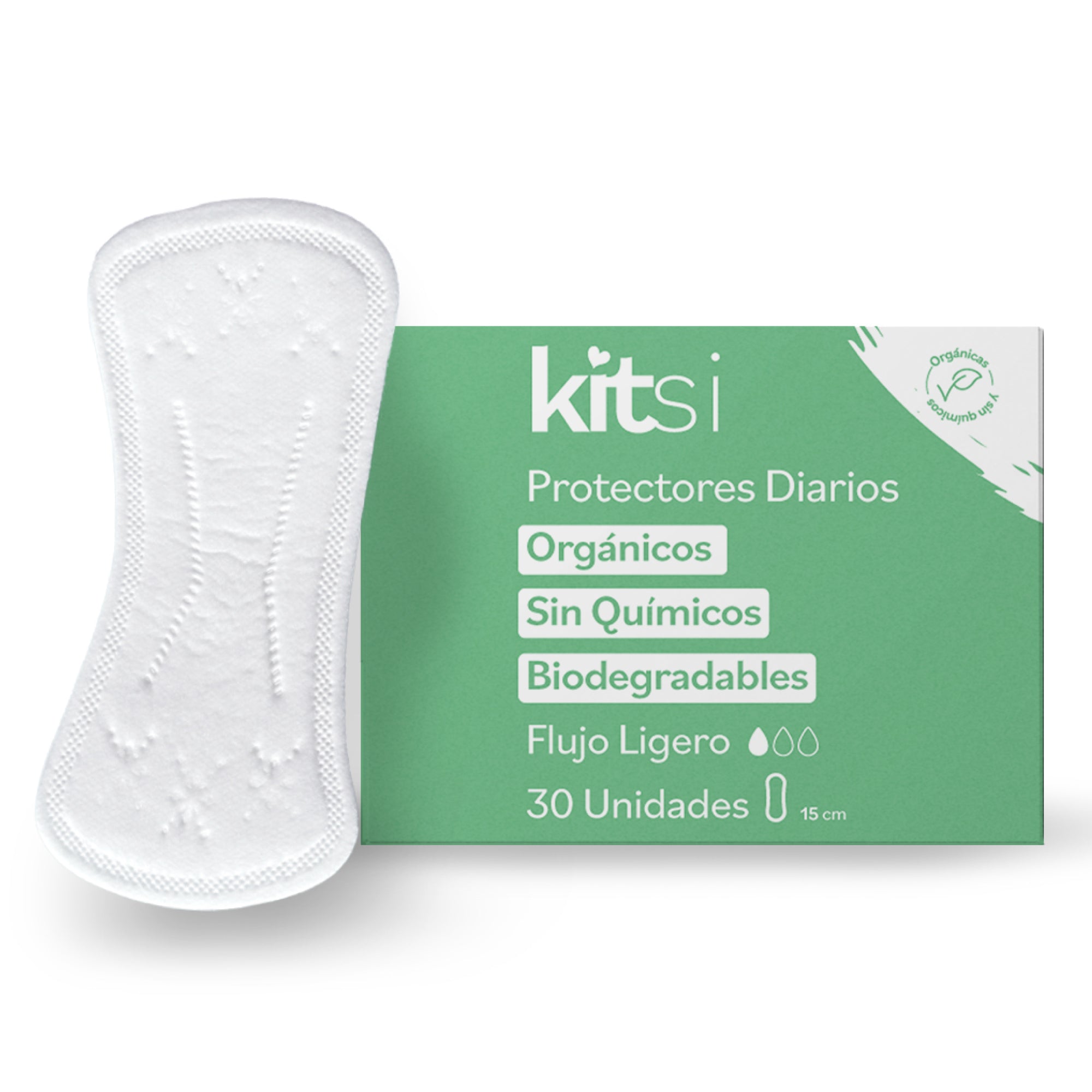 Protectores Diarios Orgánicos Kitsi sin Químicos y Bíodegradables - (30 u.)