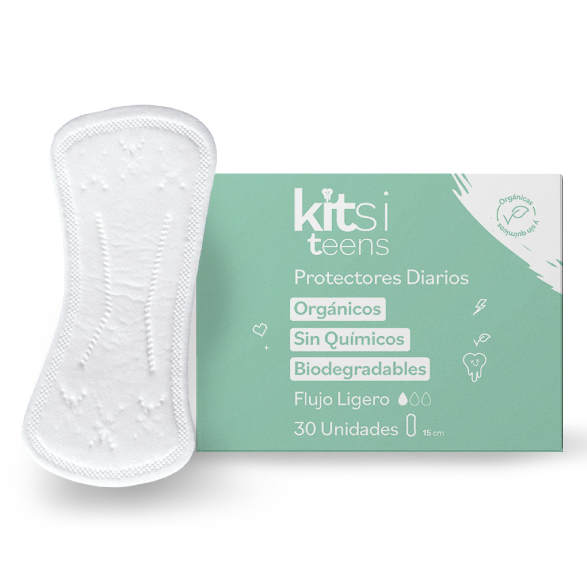 Protectores Diarios Orgánicos Kitsi TEENS sin Químicos y Bíodegradables - (30 u.)
