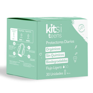 Protectores Diarios Orgánicos Kitsi TEENS sin Químicos y Bíodegradables - (30 u.)